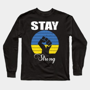 Ukraine Strong Retro Vintage Flag Long Sleeve T-Shirt